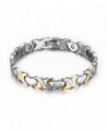 MG Jewelry Two-tone Heart Shape Magnet Energy Healthy Bracelet in Stainless Steel for Women- 8" - CI128WT46A1