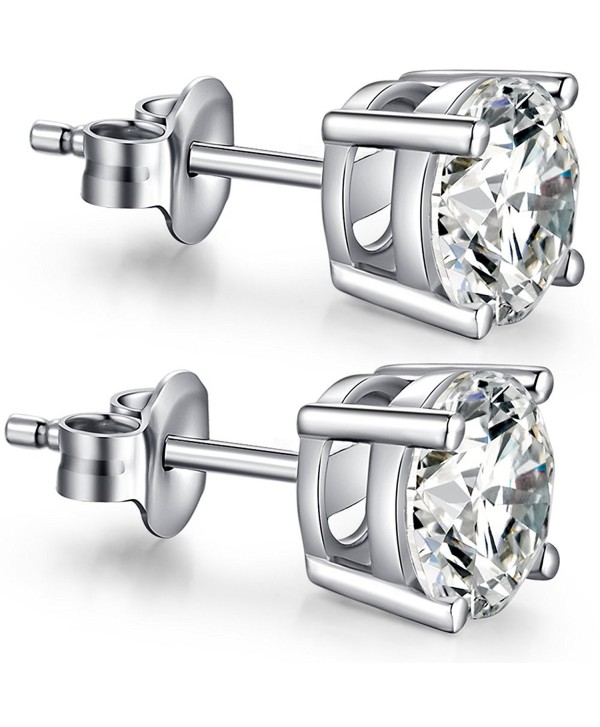 Fashion 925 Sterling Silver Pricess Cut Cubic Zirconia Stud Earrings ...