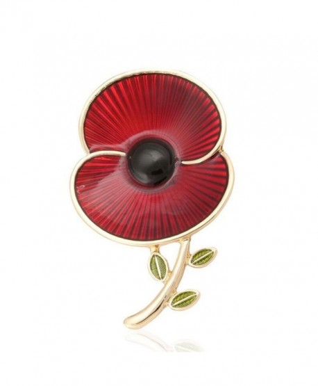 Poppy Brooches Remembrance Sunday Red Flower Rhinestone Badges Banquet ...