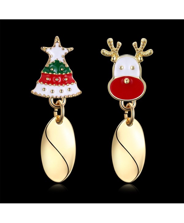 Shining Christmas Reindeer Earrings - Yellow gold - CW1887U7L9G