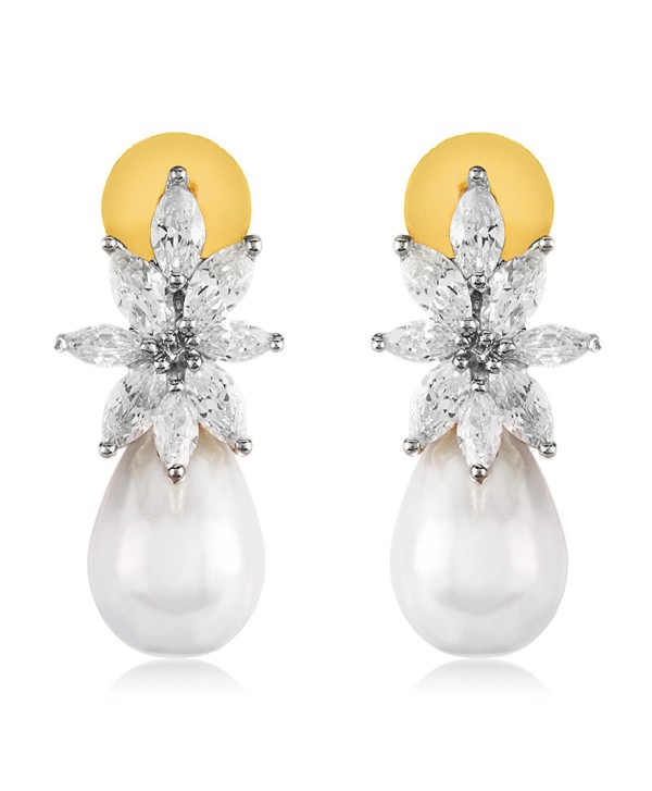American Diamond CZ Fashion Jewelry Floral Stud Earrings for Women ...
