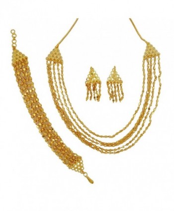 Banithani Indian Traditional Gold Plated Necklace Set Jewelry Gift For Women - Gold-9 - C2120LB1EXL
