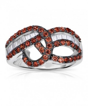 Sterling Silver Infinity Curved Ring with Brown Chocolate and White Cubic Zirconia - CN11M2Q4BAB