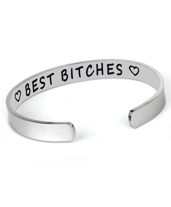 Best Friend Gift Friendship Bracelet Stainless Steel Best Bitches Cuff Bracelet - CL189QEYLG9