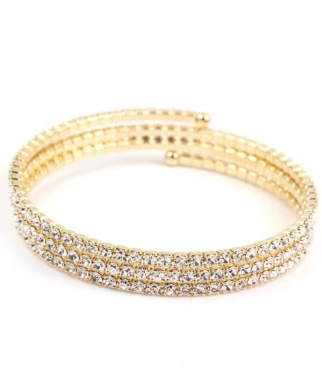 Rose/Yellow Gold/Rhodium Plated Round Cut CZ Tennis Adjustable Wrap ...