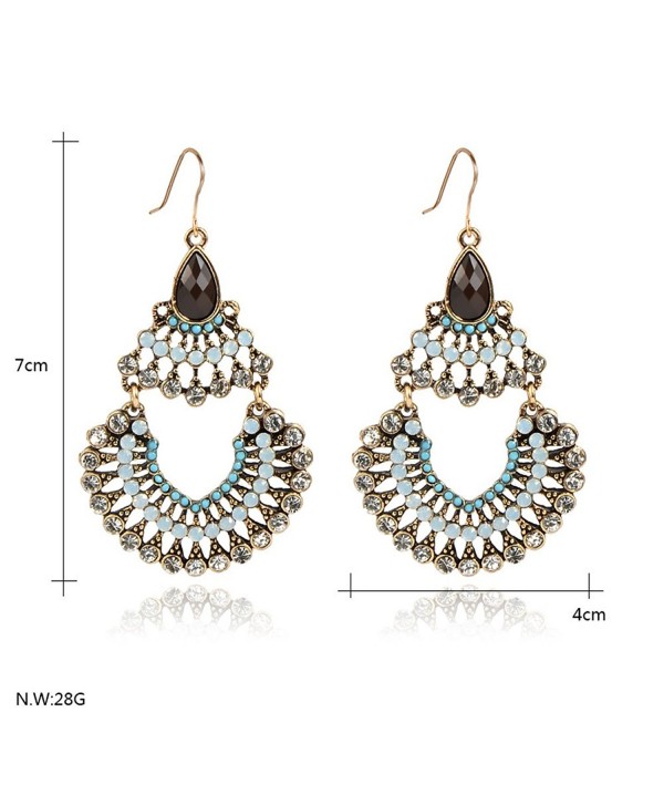 Diamond Crystal Dangle Earrings Retro Boho Style Tassels Blue - C712FY87EEJ