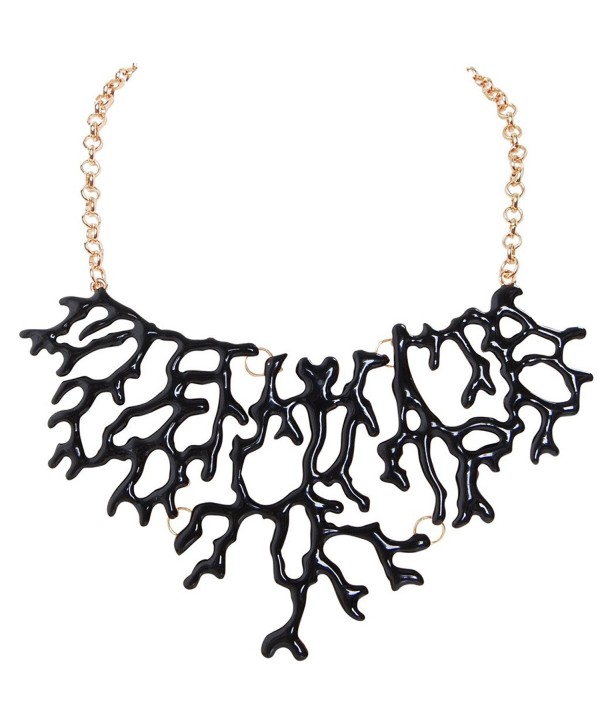 Humble Chic Mermaid Necklace - Coral-Shape Branch Chain Statement Choker Collar Bib - Black - CF1874T679Q