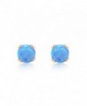 Round 3mm Baby Blue Simulated Opal Stud Earrings - .925 Sterling Silver- Rose or Yellow Gold Plated - C11219XBFCZ