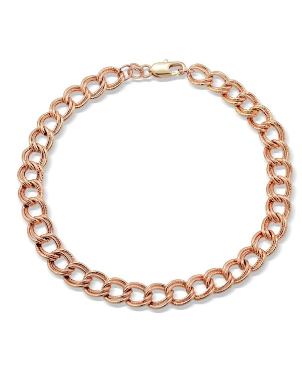 Bria Lou Chain Link Charm Bracelet- Silver- Gold- or Rose Gold Flashed- 7.5 Inches - CT12H3PCME3