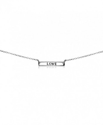 Sterling Silver Polished Love Inspirational Bar Dainty Choker Necklace - CN187QK5UQW