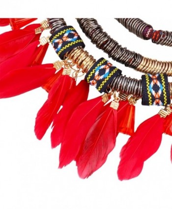 XY Fancy Feather Necklace Statement in Women's Collar Necklaces